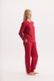 100% Cotton Long Sleeve Solid Color Cuffed Women's Pajama Set with Pockets 98512 - 4
