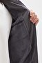 Metal Emblem Zippered Polo Collar Coat with Elastic Sleeves - 2