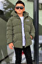Boys' Hooded Printed Reflective Detailed Nova Fabric Winter Inflatable Coat Km4017 - 5