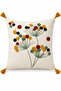 Buldan Handmade Dandelion Patterned Cushion Cover with Tassels Cotton Square Pillow 42X42'Cm