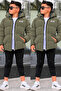 Boys' Hooded Printed Reflective Detailed Nova Fabric Winter Inflatable Coat Km4017 - 8