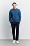 Men's Indigo Crew Neck 3 Thread Raster -4 Degree Resistant Regular Fit Sweatshirt A62Y1291 - 6