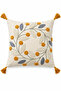 100% Cotton Piece Buldan Handmade Flower and Leaf Wreath D Patterned Embroidered P Tasseled K Cushion Cover 42X42 cm
