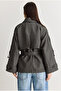 Women's Brown Plaid Patterned Lined Belted Pocket Detailed Water Repellent Trench Coat 1124 60286562 - 8