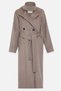 Mink Comfortable Fit Long Coat with Belt Buttons at the Neck and Tie Detail - 5