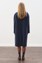 Leather Detail Coat with Embroidered Detailing, Navy Blue - 8