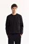 Men's Black Elastic Waist Lace-Up Cotton Bi-Stretch Regular Fit Sweatpants A52Y3402 - 5