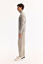 Men's Gray Stand Collar Zippered Cotton Soft Touch Textured Regular Fit Cardigan A52Y5181 - 5
