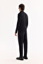 Men's Black Stand Collar Zippered Soft Touch Striped Knitwear Regular Fit Sweater A52Y5151 - 4