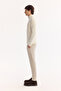 Men's Ecru Stand Collar Zippered Soft Touch Striped Knitwear Regular Fit Sweater A52Y5151 - 3