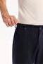Men's Navy Blue Viscose Blend Easy-Iron Striped Slim Fit Trousers A52Y3006 - 5