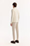 Men's Ecru Stand Collar Zippered Soft Touch Striped Knitwear Regular Fit Sweater A52Y5151 - 4