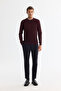 Men's Burgundy Crew Neck Textured Knitwear Regular Fit Sweater E005109 - 6