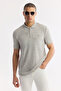 Men's Gray Polo Neck Jacquard Elastane Regular Fit T-Shirt A51Y1059 - 5