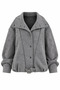 Gray Melange Bomber Jacket with Pleated Back