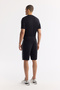 Men's Black Elastic Waist Lace-Up Bi-Stretch Interlock Knitted Regular Fit Shorts A51Y3628 - 3