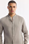 Men's Gray Judge Collar 100% Linen Comfort Fit Shirt B002035 - 2
