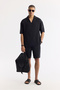 Men's Black Polo Collar Soft Touch Short Sleeve Comfort Fit Shirt A51Y2140 - 7