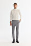 Men's Gray Side Pocket Textured Bi-Stretch Slim Fit Trousers A42Y3211