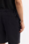 Men's Black Elastic Waist Bi-Stretch Technical Fabric Relaxed Fit Shorts A51Y3712 - 5