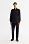 Men's Black Classic Collar 100% Cotton Satin Easy-Iron Slim Fit Shirt B002006 - 5