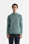 Men's Nile Green Half Turtleneck Soft Touch Knitwear Regular Fit Sweater A42Y5023