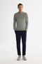 Men's Gray Bicycle Double Collar Textured Cotton Knitwear Regular Fit Sweater A42Y5190 - 5