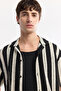 Men's Black Apaj Collar Patterned Cotton Short Sleeve Comfort Fit Shirt A51Y2108 - 7