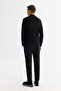 Men's Black Zippered Stand Collar Soft Touch Knitwear Regular Fit Sweater A42Y5056 - 5