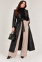 Women's Belted Long Double-Breasted Collared Leather Coat Cty-Abr-2239 (2238) - 5