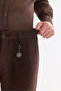 Men's Brown Elastic Waist 100% Linen Relaxed Fit Trousers B003032 - 5