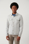 Men's Gray Classic Collar Garment Dyed Pocket Comfort Fit Denim Jacket A41Y6020 - 3