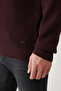Men's Burgundy Double Collared Textured Knitwear Sweater A32Y5100 - 5