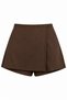 Coffee Brown Fabric High Waist Mini Length Comfortable Cut Practical Use Detailed Skirt with Shorts