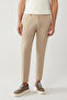 Men's Beige Elastic Waist Flexible Fabric Dobby Slim Fit Trousers A41Y3200 - 2
