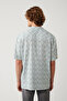 Men's Khaki 100% Viscose Apaj Collar Printed Viscose Short Sleeve Regular Fit Shirt A41Y2148 - 4