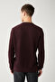 Men's Burgundy Double Collared Textured Knitwear Sweater A32Y5100 - 4