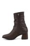 Women's Brown Zippered Thick Heeled Boots - 6