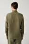 Men's Khaki Buttoned Collar 100% Linen Embroidered Comfort Fit Shirt A41Y2232 - 4