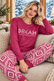 Plum Dream Patterned Luxury Thermal Women's Pajamas Set