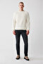 Men's Ecru Crew Neck Raglan Sleeve Knitwear Sweater A32Y5155 - 5