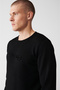 Men's Black Crew Neck Printed Rayon Knitwear Sweater A32Y5033 - 2