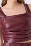 Crop Blouse of Skin with Smocking - 3
