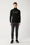 Men's Black Turtleneck Cotton Knitwear Sweater A32Y5144 - 6