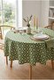 Round Tablecloth Green Floral Quality Fabric Stain Resistant Picnic Tablecloth - 3