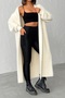 Women's Ecru Soft Textured Long Knit Cardigan - 6