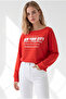 Women's Red Boat Neck New York Printed Flowy Blouse Blz-19003465 - 3