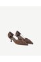 Suede Mid-Heel Shoes with Ruffle Detail - 2
