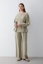 Women's Belted Button Detailed Blouse & High Waist Palazzo Trousers Set - 4