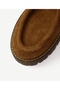 Suede Lace-Up Flat Shoes with Stitching Detail - 4